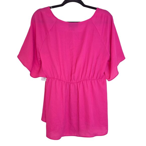 Bold Elements Womens Pink Flutter Sleeve Top L - Picture 6 of 9